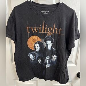 Twilight Black Graphic Tee with Orange Moon